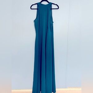 Elegant Teal Sleeveless Maxi Halter Top Dress W/open tie back Size XL